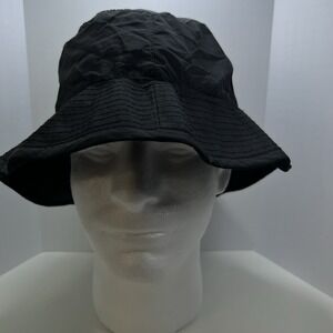 Vintage Signature Multiguard Bucket Hat Black Nylon Hidden Zip Pocket Outdoor